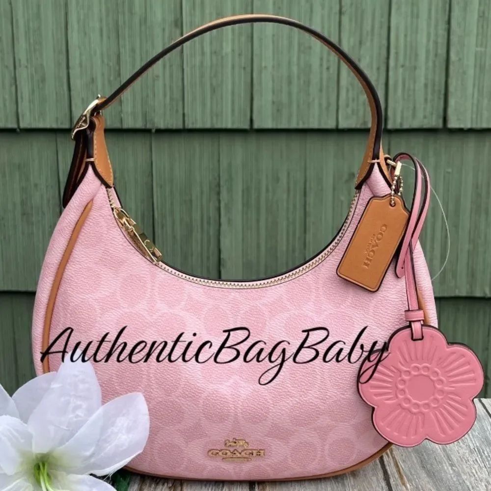 Coach Emily Shoulder Bag In Signature Canvas With Charms Purse Powder Pink